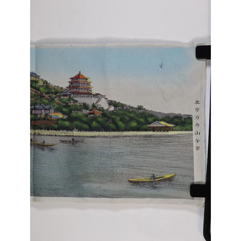 Antique Chinese Silk Handwoven Scenic Tapestry Water Theme Asian Wall Hanging 24